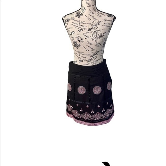 Vintage Handcrafted Black Embroidered Boho Hippie Festival Mini Skirt Apron 6 - Picture 2 of 10